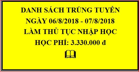 DANH SÁCH THÍ SINH TRÚNG TUYỂN (XÉT TUYỂN ĐỢT 1 NGÀY 26/7/2018)